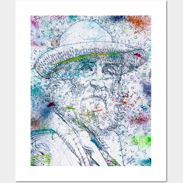 WALT WHITMAN watercolor and pencil portrait Wall Art by lautir